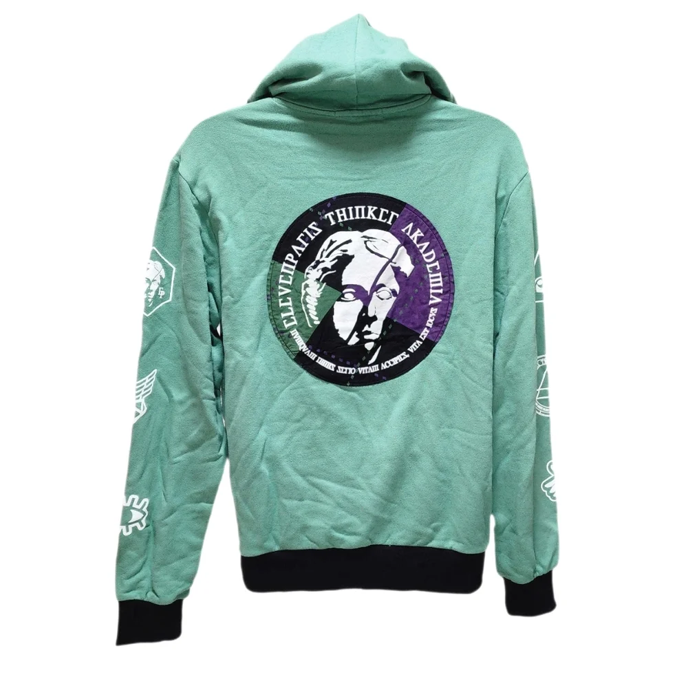 Eleven Paris Graphic Sweatshirt Long Sleeve Men's Drawstring Hoodie Fir green L - Picture 2 of 9